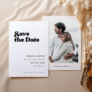 Stylish retro black & white Photo Save The Date