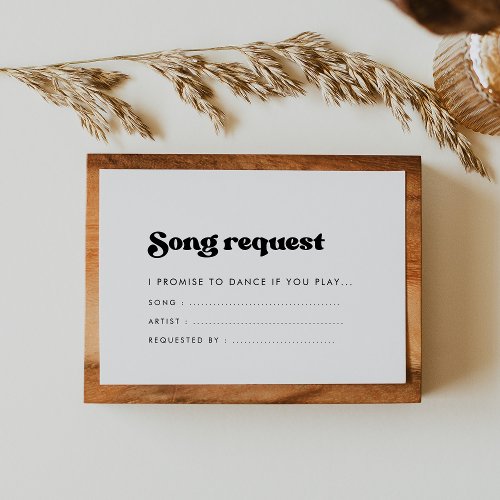 Stylish retro black  white Song request Enclosure Card