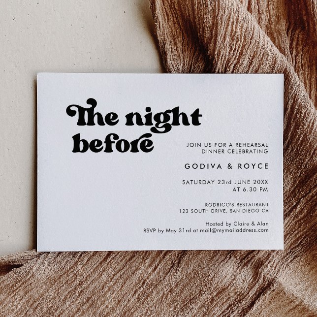 Stylish retro black & white The night before Invitation (Creator Uploaded)