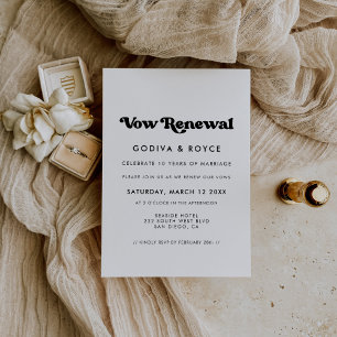 Stylish retro black & white Vow renewal Invitation