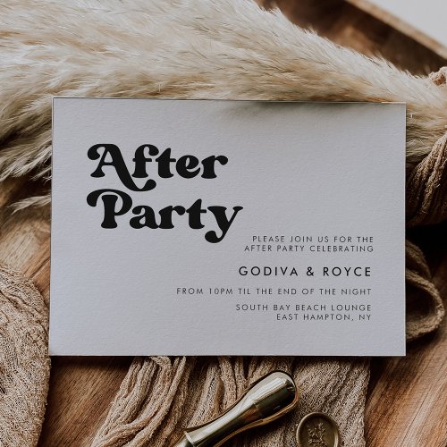 Stylish retro black  white Wedding After party Invitation