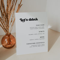 Stylish retro black & white wedding Bar menu