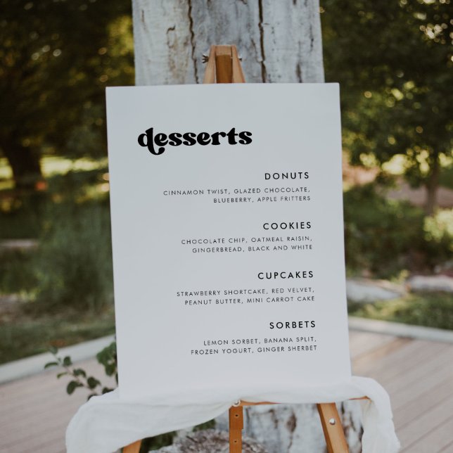 Stylish retro black & white wedding Dessert Bar Foam Board (Creator Uploaded)