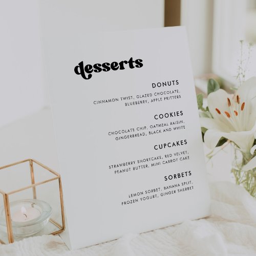 Stylish retro black  white Wedding Dessert Bar Pedestal Sign