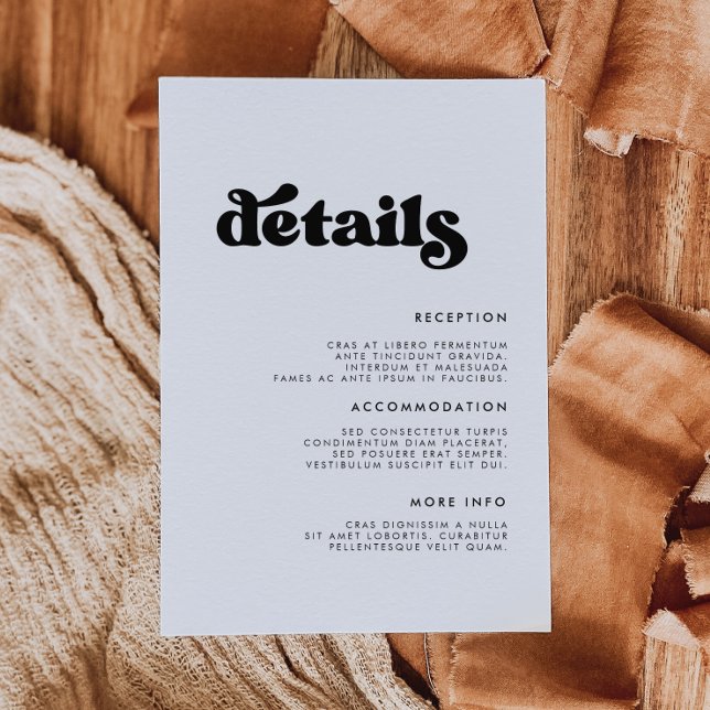 Stylish retro black & white wedding details enclosure card (Creator Uploaded)