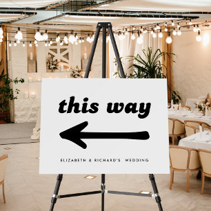 Stylish Retro Black & White Wedding Direction Foam Board
