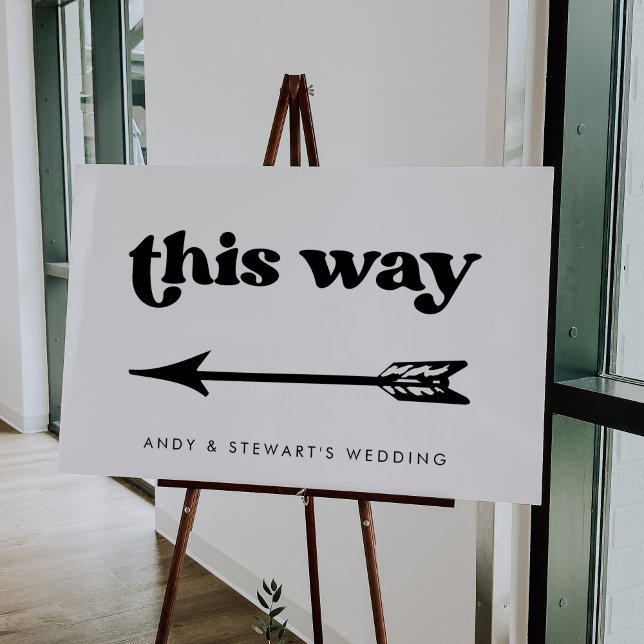 Stylish retro black & white wedding Direction Sign (Creator Uploaded)