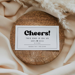 Stylish retro black & white wedding drink ticket