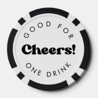 Stylish retro black & white wedding Drink token