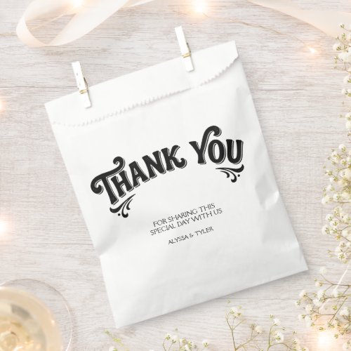 Stylish retro black & white wedding  favor bag