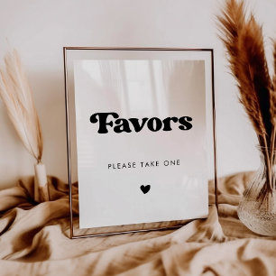 Stylish retro black & white wedding Favors sign