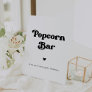 Stylish retro black & white wedding Popcorn bar Pedestal Sign