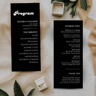 Stylish Retro Black & White Wedding Program
