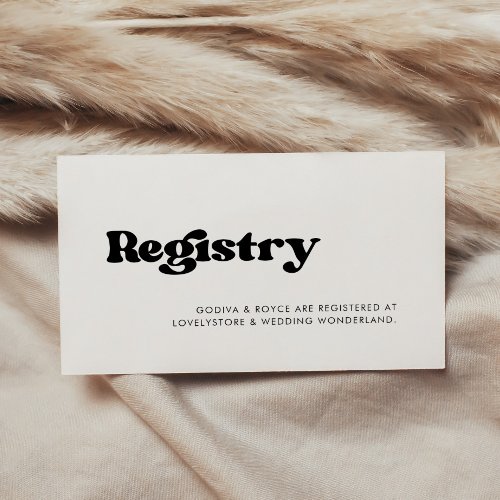 Stylish retro black  white wedding registry enclosure card