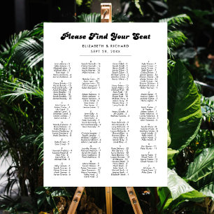 Stylish Retro Black & White Wedding Seating Chart Foam Board