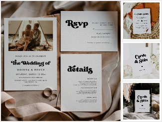 Stylish retro black & white wedding suite