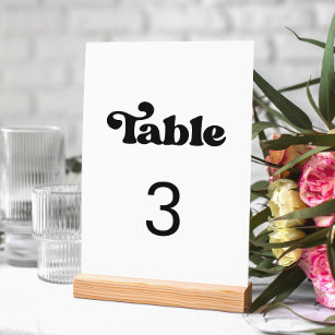 Stylish retro black & white wedding table number