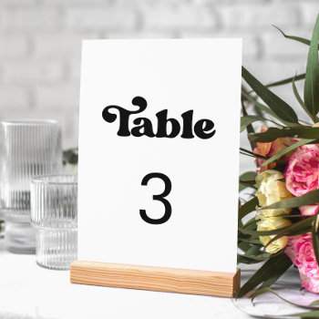 Stylish Retro Black & White Wedding Table Number by LemonBox at Zazzle