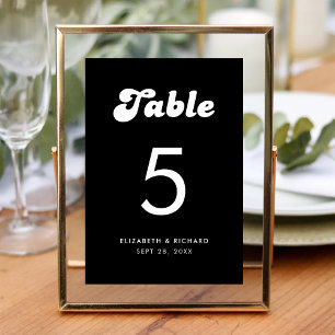 Stylish Retro Black & White Wedding Table Number