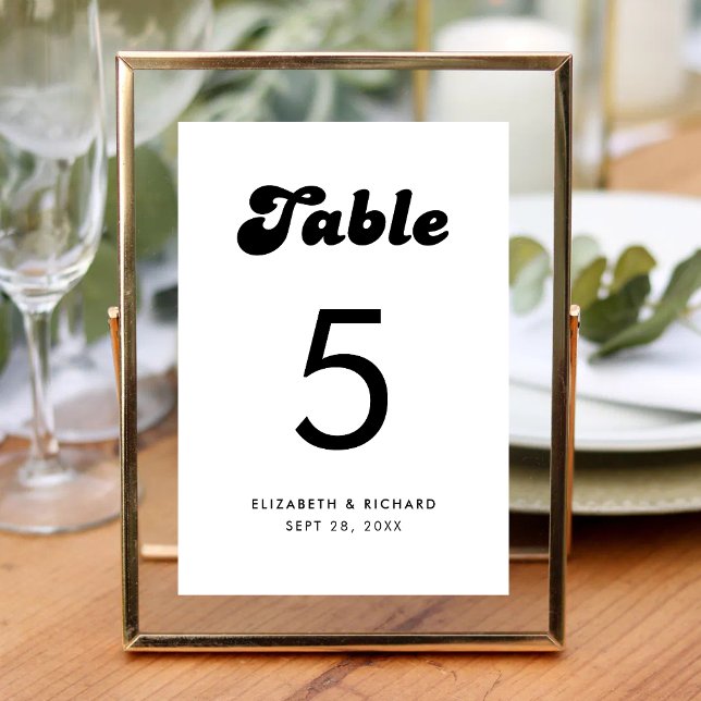 Stylish Retro Black & White Wedding Table Number (Stylish retro black and white table number adds charm while guiding guests to their seats elegantly)