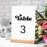 Stylish Retro Black & White Wedding Table Number at Zazzle