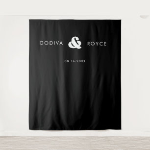 Stylish retro black & white wedding tapestry