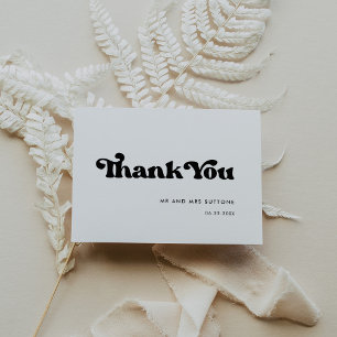 Stylish retro black & white wedding thank you card