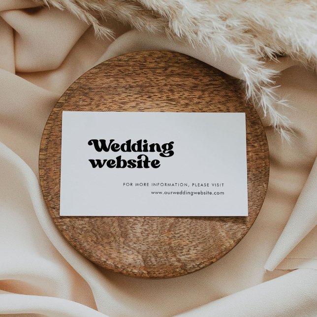 Stylish retro black & white wedding website enclosure card (Creator Uploaded)