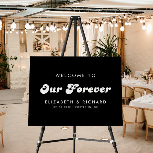 Stylish Retro Black & White Welcome to Our Forever Foam Board