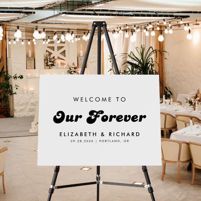 Stylish Retro Black & White Welcome to Our Forever Foam Board (Creator Uploaded)