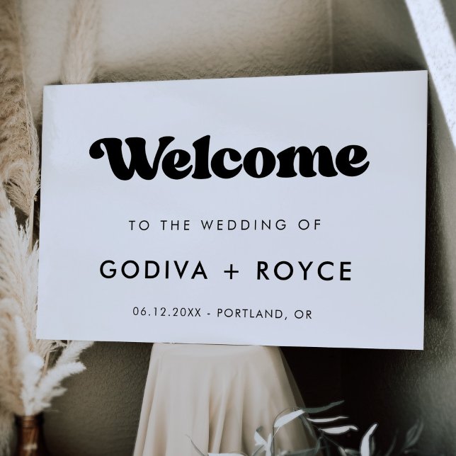 Stylish retro black & white Welcome to our wedding Foam Board (Creator Uploaded)