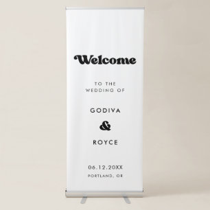 Stylish retro black & white Welcome to our wedding Retractable Banner