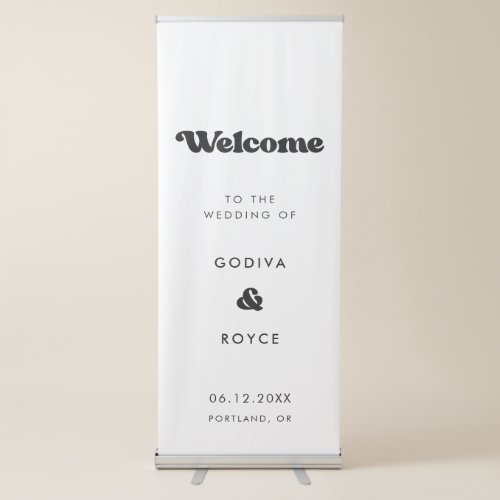 Stylish retro black  white Welcome to our wedding Retractable Banner
