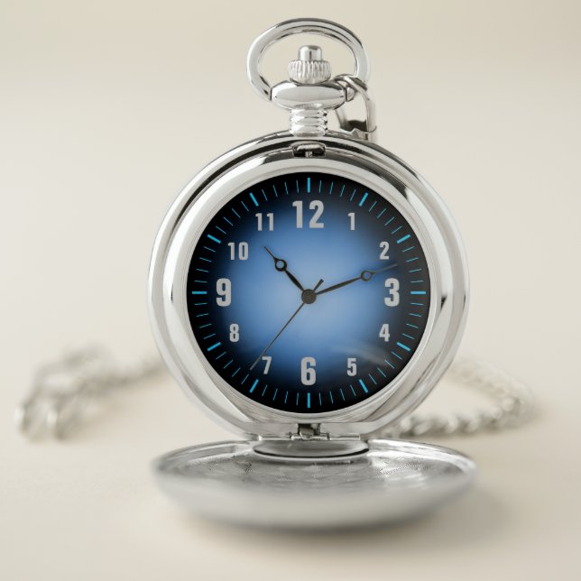 Stylish Retro Blue/Black Fade Pocket Watch (Inside)
