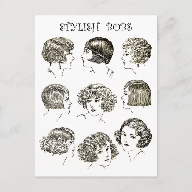 Stylish Retro Bob Hairstyles Postcard (Front)