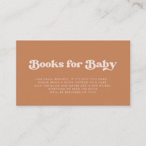 Stylish retro Brown Baby shower book request card