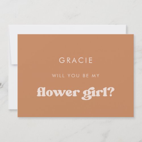 Stylish retro Brown Flower girl proposal card