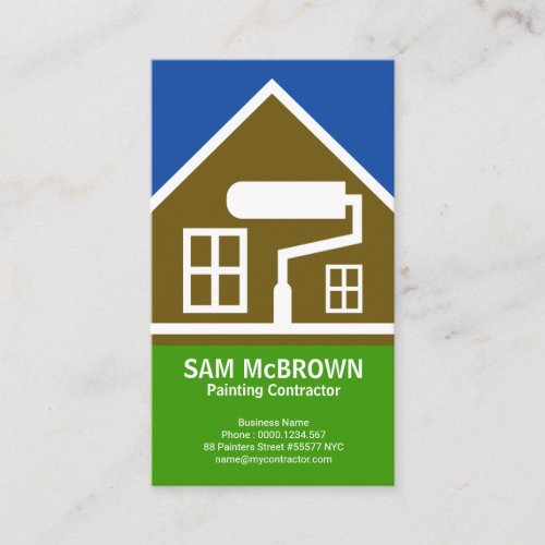 Stylish Retro Brown House Paint Job Painter Business Card