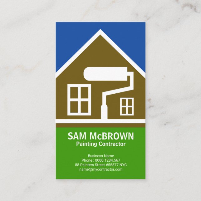 Stylish Retro Brown House Paint Job Painter Business Card (Front)