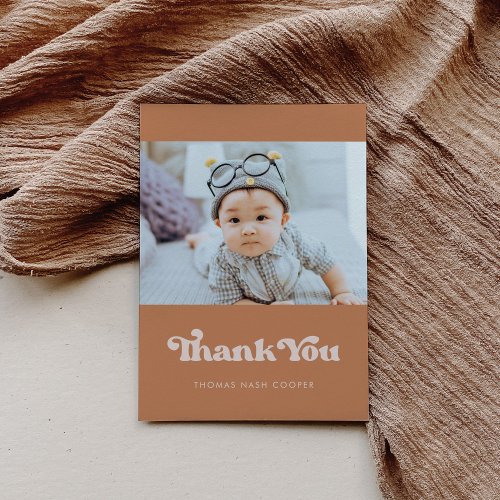 Stylish retro Brown sugar Baby shower Thank You Card