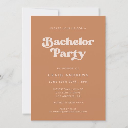 Stylish retro Brown sugar Bachelor Party Invitation