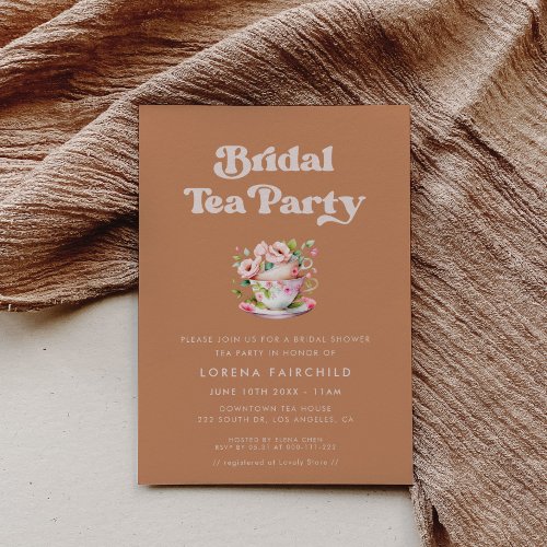 Stylish retro Brown sugar Bridal Tea Invitation