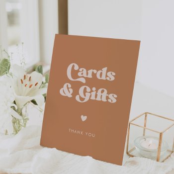 Stylish Retro Brown Sugar Cards & Gifts Wedding Pedestal Sign by LemonBox at Zazzle