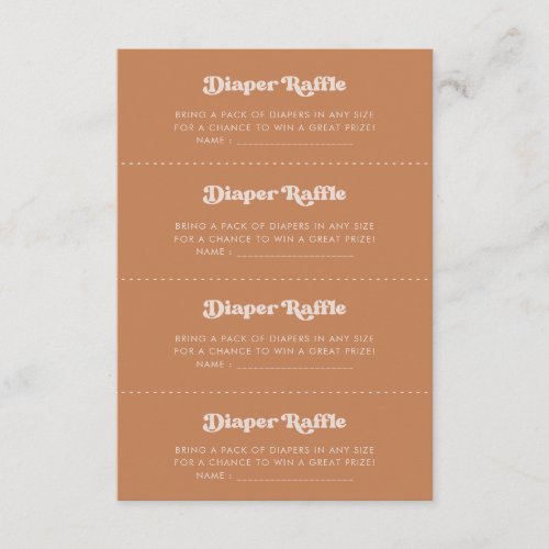 Stylish retro Brown sugar Diaper Raffle game card