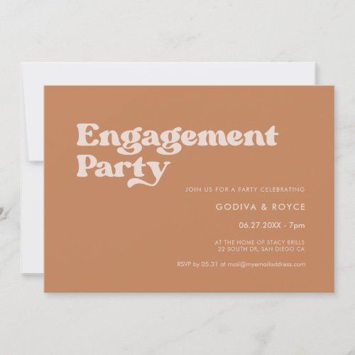 Stylish retro brown sugar Engagement party Invitation