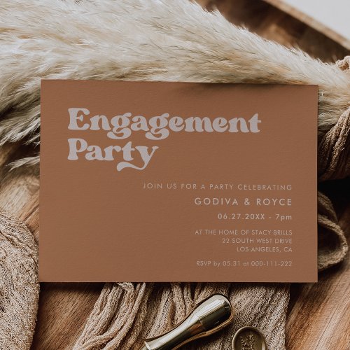 Stylish retro brown sugar Engagement party Invitation