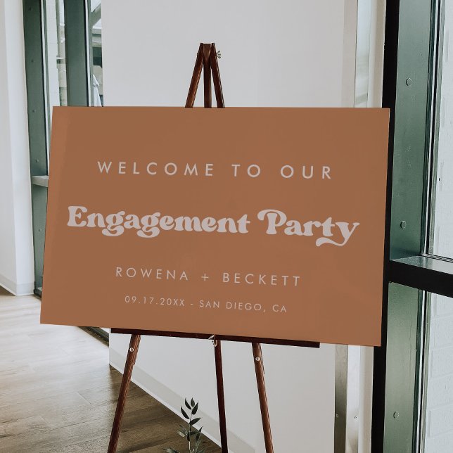 Stylish retro Brown sugar Engagement party welcome Foam Board (Creator Uploaded)