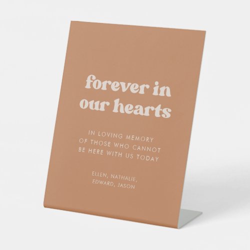 Stylish retro Brown sugar Forever in our hearts Pedestal Sign