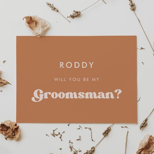 Stylish retro brown sugar groomsman proposal card