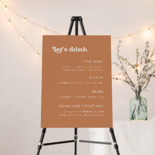 Stylish Retro Brown Sugar Let's Drink Menu Sign